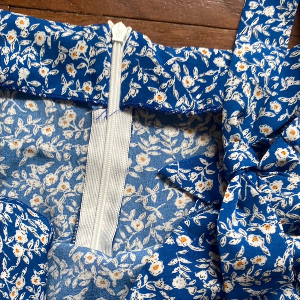 Blue Ruffled Mini Wrap Skirt - Picture 5 of 7